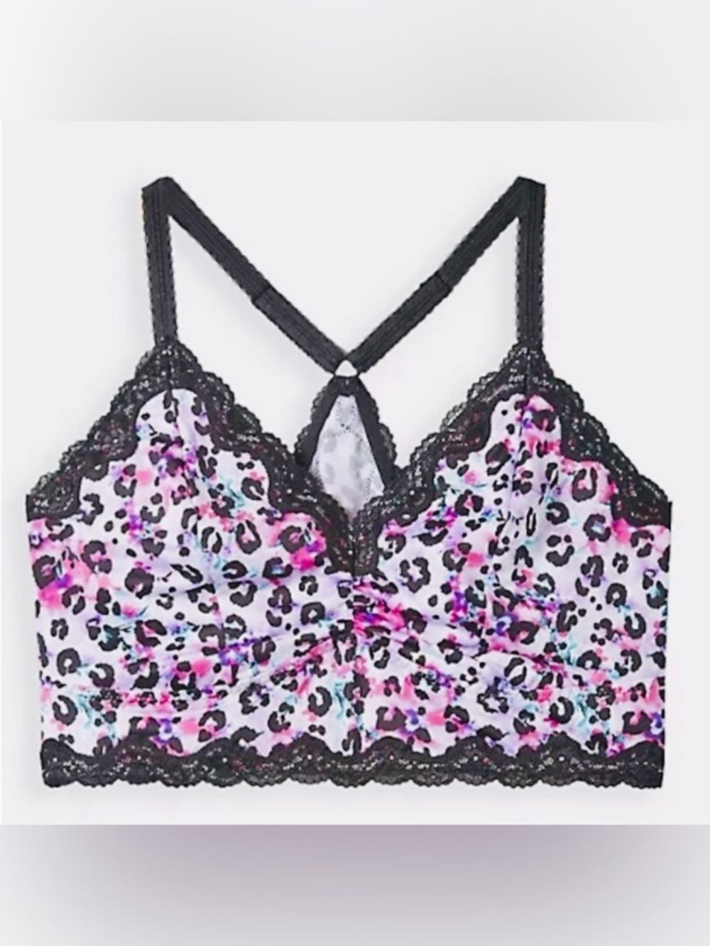 Torrid Multicolor Floral Leopard Lace Bralette
